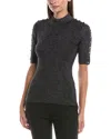 Elie Tahari The Samantha Metallic Mock-neck Sweater In Black