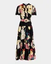 Elie Tahari The Sammie Tiered Floral-print Midi Dress
