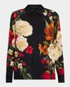Elie Tahari The Shae Floral-print Silk Button-front Blouse In Multi