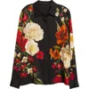 Elie Tahari The Shae Floral Stretch Silk Button-up Shirt In Black