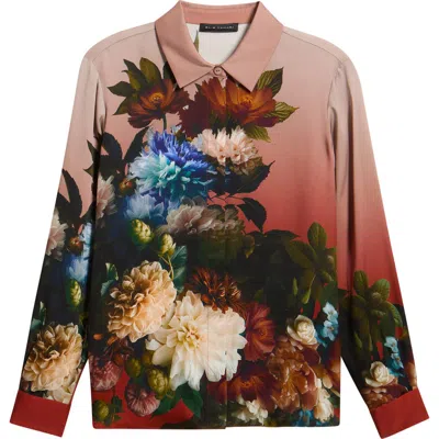 Elie Tahari The Shae Print Silk Blend Shirt In Multi