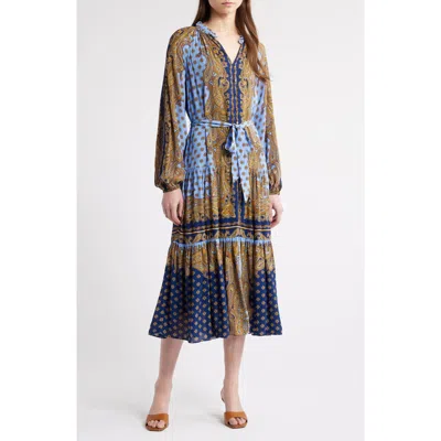 Elie Tahari The Sienna Paisley Long Sleeve Tiered Dress In Estate Paisley Print