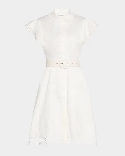 Elie Tahari The Sloane Lace-trim Cotton Shirtdress In Sky White