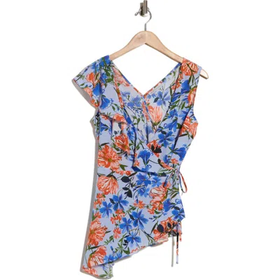 Elie Tahari The Sloane Silk Wrap Top In Blue