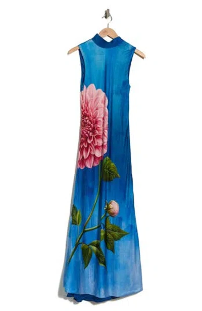 Elie Tahari The Sonja Garden Escape Sleeveless Silk Blend Maxi Dress In Black