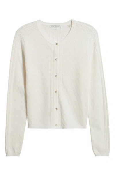 Elie Tahari The Steele Mixed Pointelle Cardigan In White
