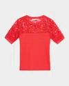 Elie Tahari The Stephanie Ribbed Embroidered-yoke Top