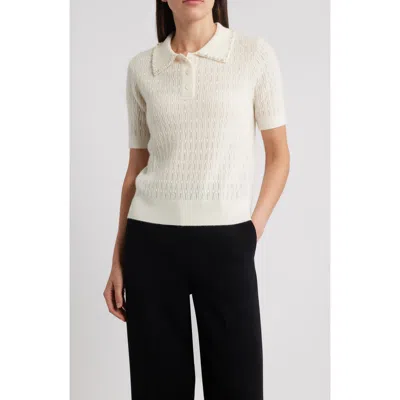 Elie Tahari The Stevie Cashmere Polo Sweater In White