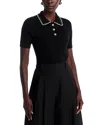 Elie Tahari The Stevie Short-sleeve Cashmere Polo Shirt In Black