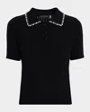 Elie Tahari The Stevie Short-sleeve Cashmere Polo Shirt In Black