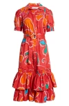 Elie Tahari The Suki Floral-print Ruffle Tiered Midi Dress