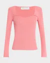 Elie Tahari The Sydney Ribbed Sweetheart Sweater In Dragon Fruit