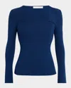Elie Tahari The Sydney Ribbed Sweetheart Sweater In Estate Blue
