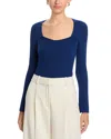 Elie Tahari The Sydney Sweetheart Neck Sweater In Blue Estate