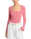 Elie Tahari The Sydney Ribbed Sweetheart Sweater In Dragon Fruit