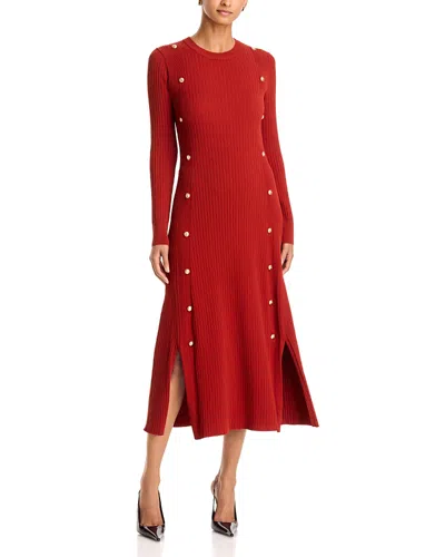 Elie Tahari The Tamara Ribbed Sweater Dress In Red