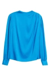 Elie Tahari The Tien Draped Stretch Silk Top In Blue