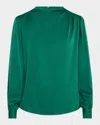 Elie Tahari The Tien Ruched Mock-neck Blouse In Garden Grove