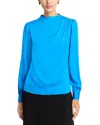 Elie Tahari The Tien Draped Stretch Silk Top In Blue
