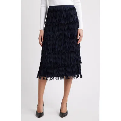 Elie Tahari The Tilda Fringe A-line Skirt In Navy