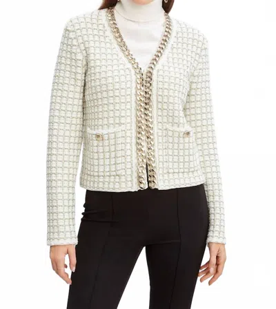 Elie Tahari The Trista Chain Cardigan In Ivory In Neutral
