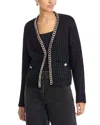 Elie Tahari The Trista Chain Cardigan In Noir In Blue
