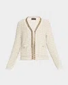 Elie Tahari The Trista Chain Cardigan In Ivory With Gold Lurex