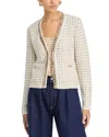 Elie Tahari The Trista Chain Cardigan In Ivory/gold