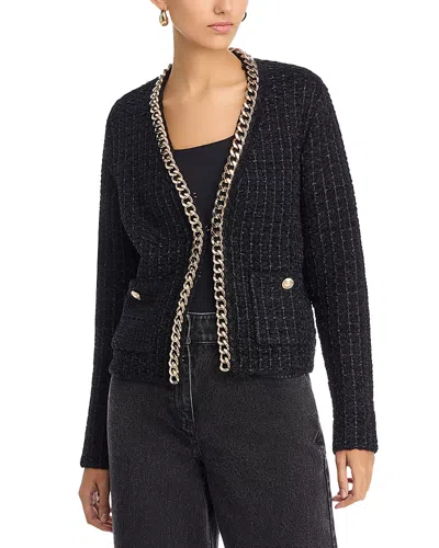 Elie Tahari The Trista Chain Cardigan In Noir/noir