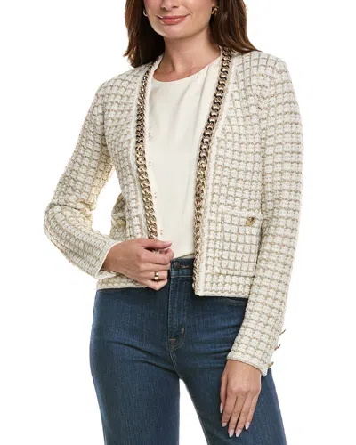 Elie Tahari The Trista Chain Wool-blend Cardigan In White