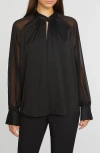 Elie Tahari The Valentine Stretch Silk Shirt In Noir
