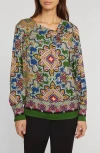 Elie Tahari The Valerie Stretch Silk Top In Valencia Print