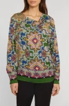 Elie Tahari The Valerie Stretch Silk Top In Valencia Print