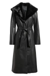 Elie Tahari The Veda Faux Leather Jacket With Removable Faux Fur Collar In Black