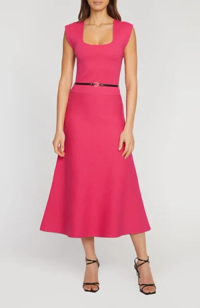 Elie Tahari The Vera Belted Maxi Sweater Dress In Pink