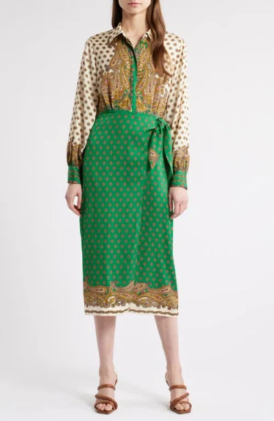 ELIE TAHARI ELIE TAHARI THE VERO PAISLEY PRINT LONG SLEEVE DRESS