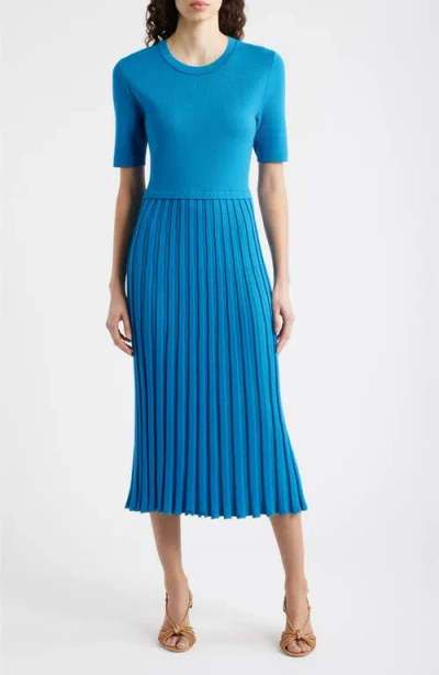 Elie Tahari The Vesper Knit Midi Dress In Blue