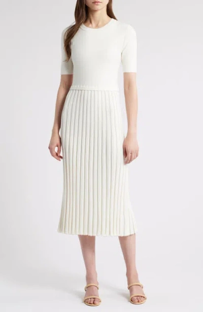 Elie Tahari The Vesper Knit Midi Dress In Sky White