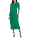 Elie Tahari The Vesper Pointelle Ribbed Midi Sweater Dress In Green