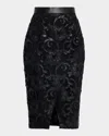 Elie Tahari The Vivienne Wrap-front Lace Midi Skirt In Black