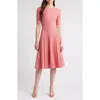 Elie Tahari The Wanda Fit & Flare Sweater Dress In Dragon Fruit