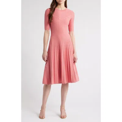 Elie Tahari The Wanda Fit & Flare Sweater Dress In Dragon Fruit