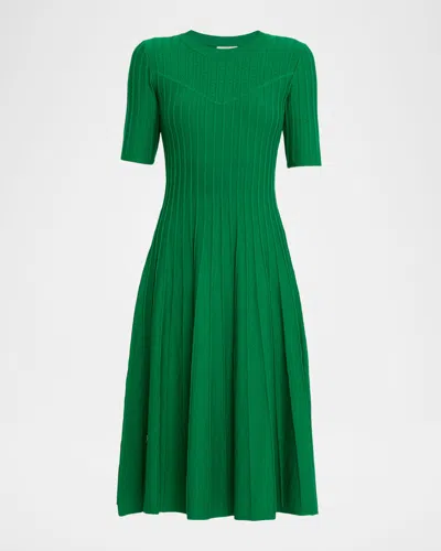 Elie Tahari The Wanda Pointelle Rib Knit Midi Sweater Dress In Green