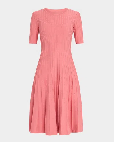 Elie Tahari The Wanda Ribbed A-line Midi Sweater Dress In Dragon Fruit