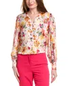 Shop Elie Tahari The Wendy Embroidered Silk-blend Blouse In Pink