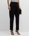 Elie Tahari The Willow Pleated Straight-leg Ankle Pants In Noir