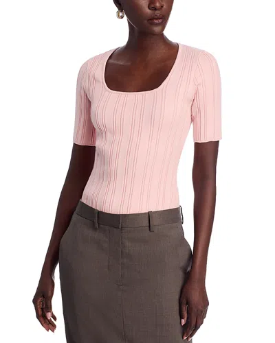 Elie Tahari The Wren Ribbed Top In Pink