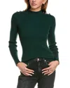 Elie Tahari Womens Embellished Ribbed Knit Mock Turtleneck Sweater In Green
