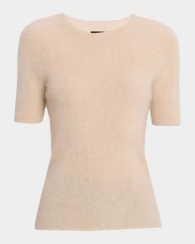 Elie Tahari The Yelena Cashmere Short-sleeve Sweater In Neutral