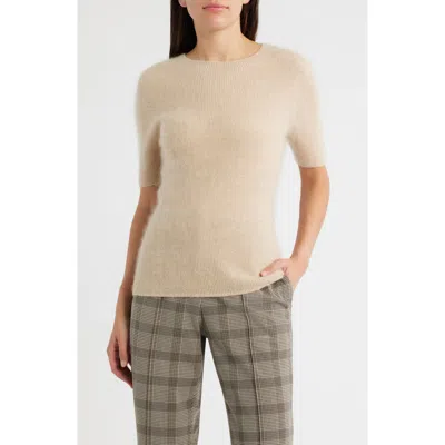Elie Tahari The Yelena Short Sleeve Cashmere Sweater In Neutral